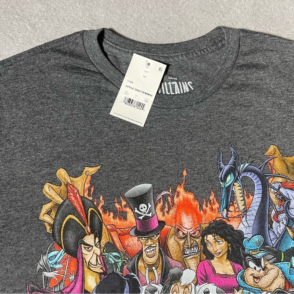Disney Villains T-Shirt Men’s Group Collage Heather Gray Size Medium - Picture 2 of 6